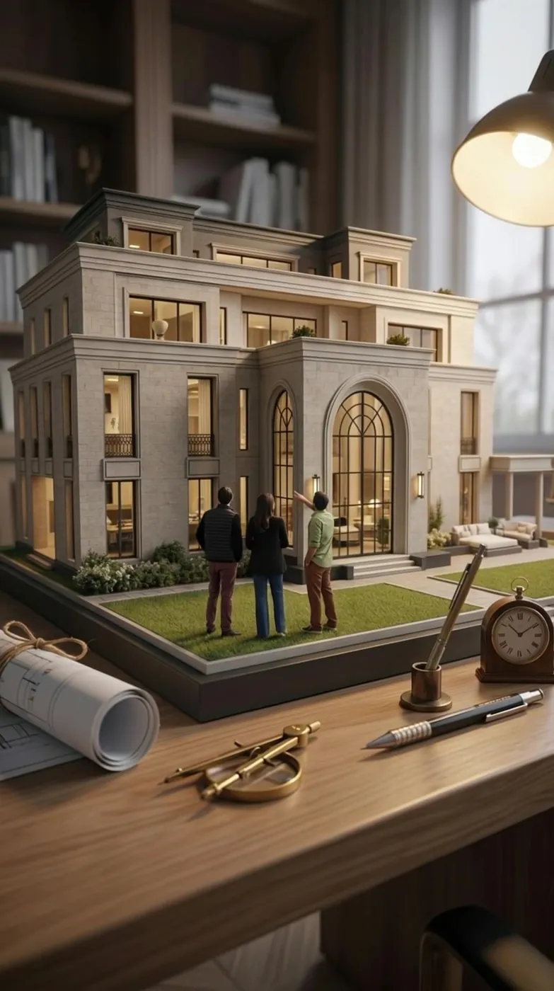 The finished bungalow from the ANDDesignCo AI story film